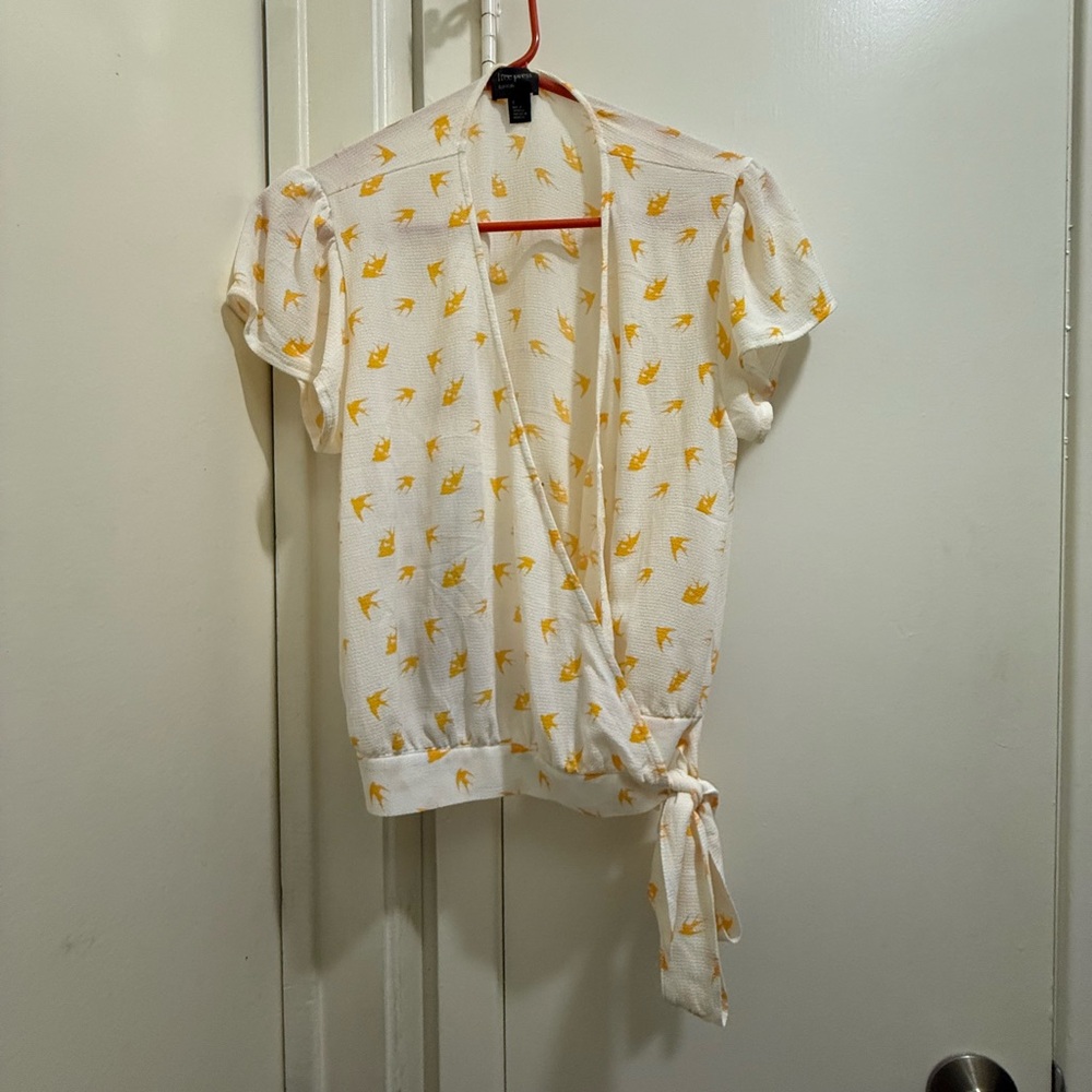 Free press women’s small blouse Top - White and Yellow